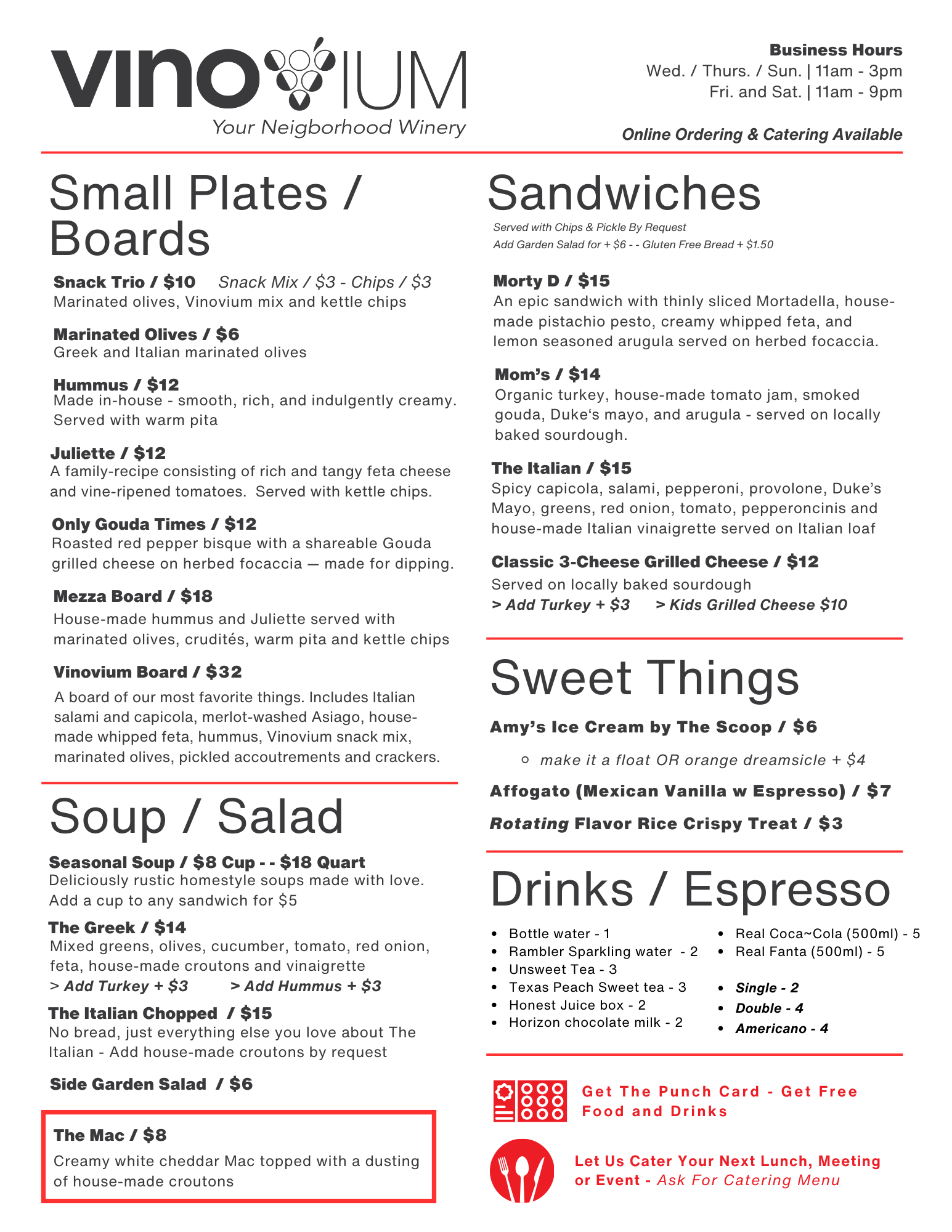Spring Lunch Menu